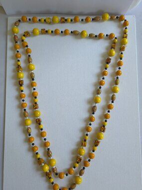 Vintage 1970s Wooden Bead Necklace Multi Strand